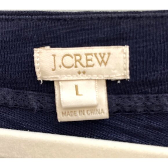 J.Crew Navy Short-Sleeve Embroidered Cotton Top L - Picture 2 of 5